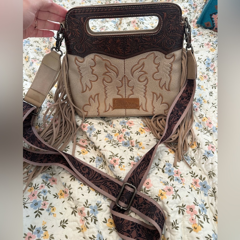 Wrangler Tooled Fringe Crossbody Bag